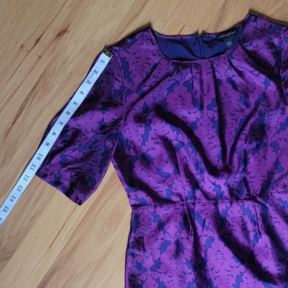 Banana Republic Purple And Navy Floral Patterned Silk Dress - Picture 6 of 9